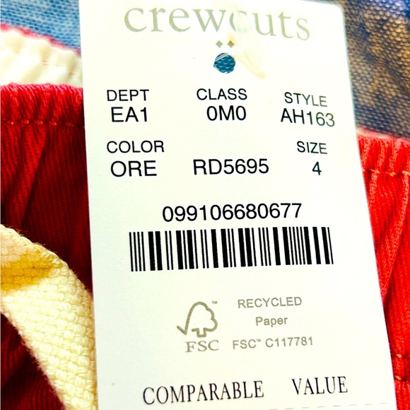 J Crew Little Boy “Crewcuts”  Shorts New W/ Tags 4T  2 Pair Red & Denim - Picture 4 of 4